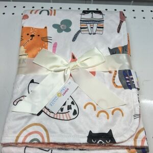 Brand New Baby Minky Blanket 30"x40" Cats/Peachy Pink